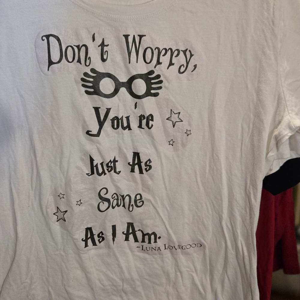 Fashion Gear Harry Potter Luna Lovegood Quote White Graphic T-Shirt Medium
